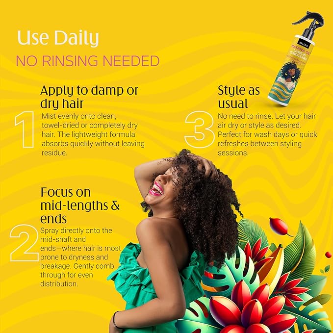 ARLENA Batana Leave-In Conditioner Spray – Lightweight Detangler & Moisturizer for Dry, Curly & Damaged Hair – Daily Frizz Control, Softness & Shine – Natural Vegan Formula- 6 oz