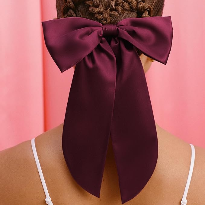Slip Pure Silk Hair Bow – Crimson – Oversized Mulberry Silk Bow with Built-In Hair Tie – Reduces Breakage, Creases & Frizz – Luxurious Hair Accessory