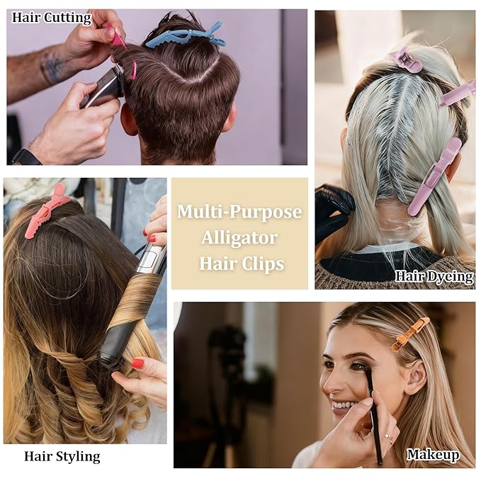 24 Pack Alligator Hair Clips for Styling, Sectioning Crocodile hair Clips Professional Barber Accessories for Salon of Thick Curly Volume Hair (Multicolored)