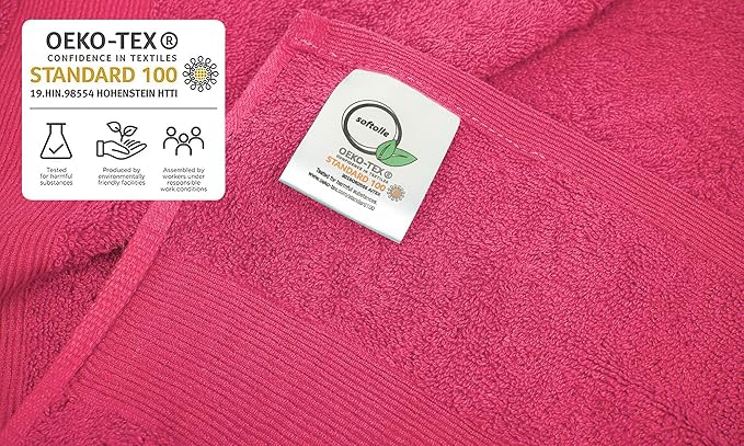 Softolle Luxury Bath Towels Set of 4 (27” x 54”) | Towels for Bathroom | Super Soft | Highly Absorbent Towels for Home, Spa, Gym (Raspberry)
