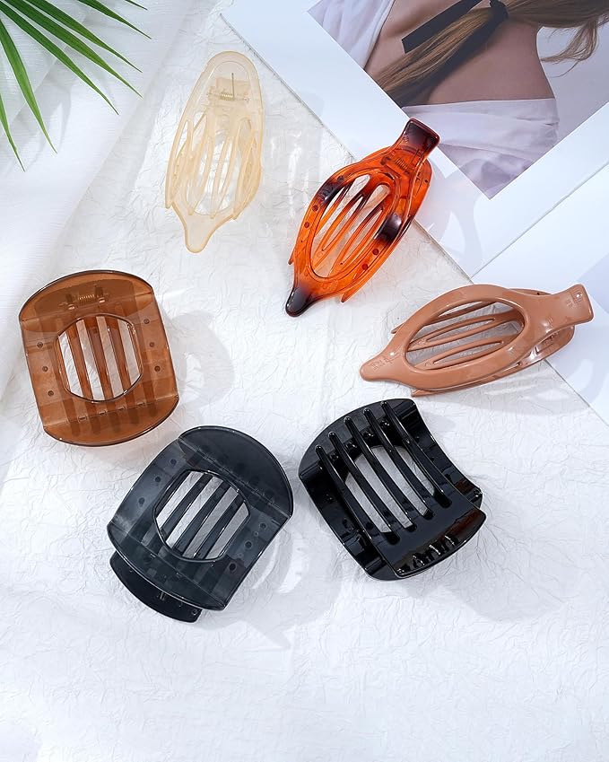 6 PCS French Flat Hair Clips for Women 2 Styles Large Matte Flat Claw Clips Strong Hold No-Slip French Hair Barrettes for Thick Thin Hair(Multicolor 5)