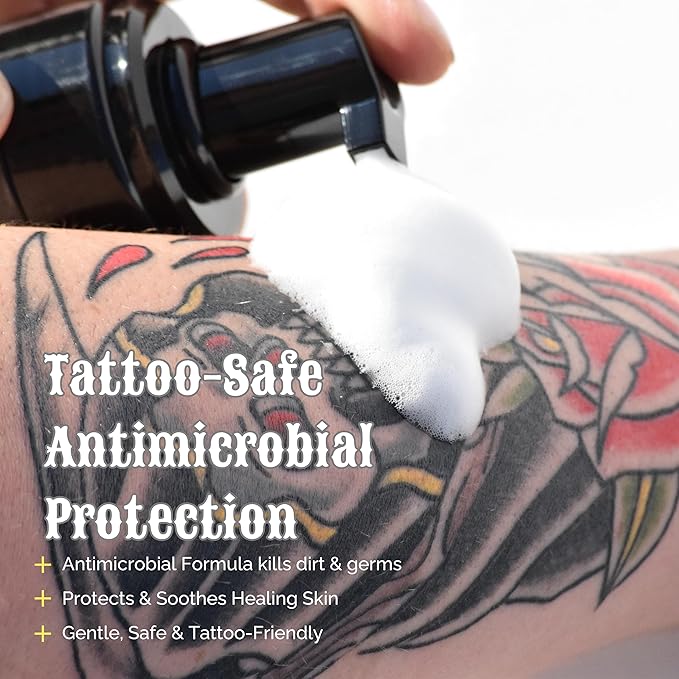Tattoo Cleansing Foam – Gentle Tattoo Aftercare Soap & Piercing Wash • Hydrating Foam Cleanser for New Tattoos • 6.8 fl oz