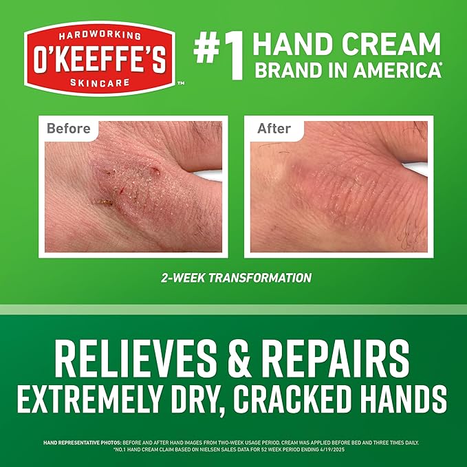 O'Keeffe's Working Hands Hand Cream in a Pumpable Jar for Extreme Dryness – 10oz Pump (1 Pack) - Repairing Skincare for Cracked, Dry Hands