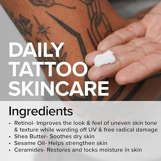 Replenish Tattoo Body Lotion - Fragrance-Free Lotion, Non-Greasy & Silicone-Free, Clean Ingredients, Lightweight for Daily Use (9.5 Ounce)
