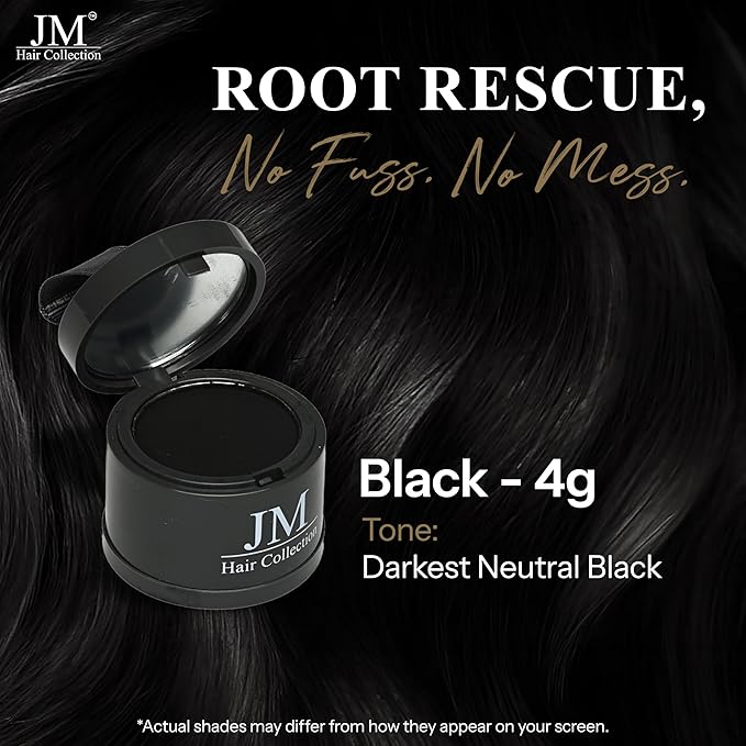 Root Cover Up – Black Temporary Hair Color Powder for Gray Root Concealing & Touch-Up – Water-Resistant, Easy-Blend Compact for All Hair Types