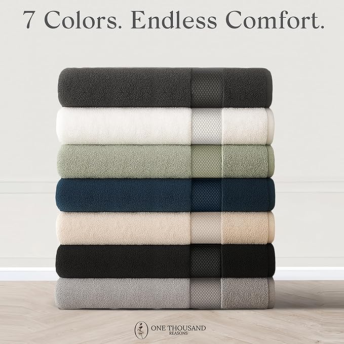 Premium Staple Cotton Bathroom Towel Set - Beige 600 GSM 6-Piece Luxury Bath Towel Set 1 Stripe - 2 Bath Towels, 2 Hand Towels & 2 Washclothes Set - High Absorbent & Quick Dry for Gym, Spa, Hotel