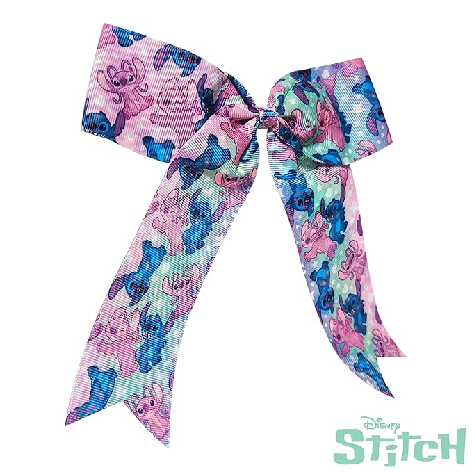 LUV HER Disney Stitch Hair Bows For Girls - One Large Printed Hair Bow Featuring your Favorite Stitch Characters - Alligator Clip - Large Bows for Daily Styling or Special Occasions, Ages 3+