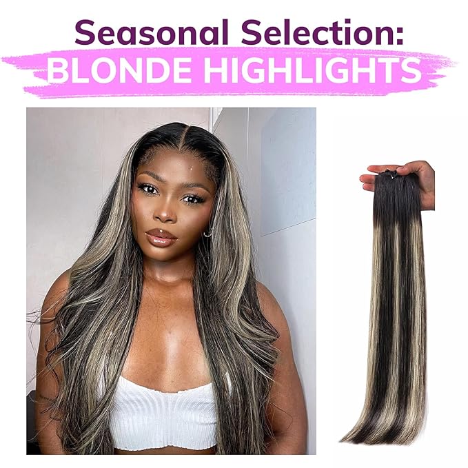 IDN BEAUTY Seamless Clip In Hair Extensions Human Hair, Straight 110g 18 Inch, 1B/19/1B Natural Black to Light Blonde Remy Hair Seamless Clip Ins For Black Women PU Weft Invisible Edge 7pcs