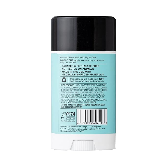 MARLOWE. No. 069 Pro Model Deodorant Stick 2.5 oz, Formulated with No Aluminum or Baking Soda, Underarm & Body Deodorant, Santal Scent