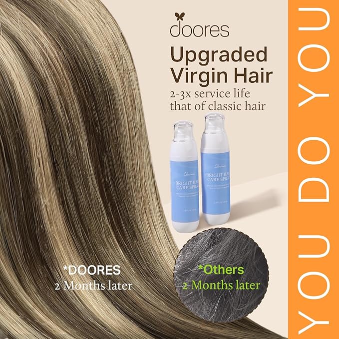 DOORES Ktips Hair Extensions Human Hair, Chocolate Brown to Honey Blonde 14 Inch 50g/50s, K Tip Extensions for Women