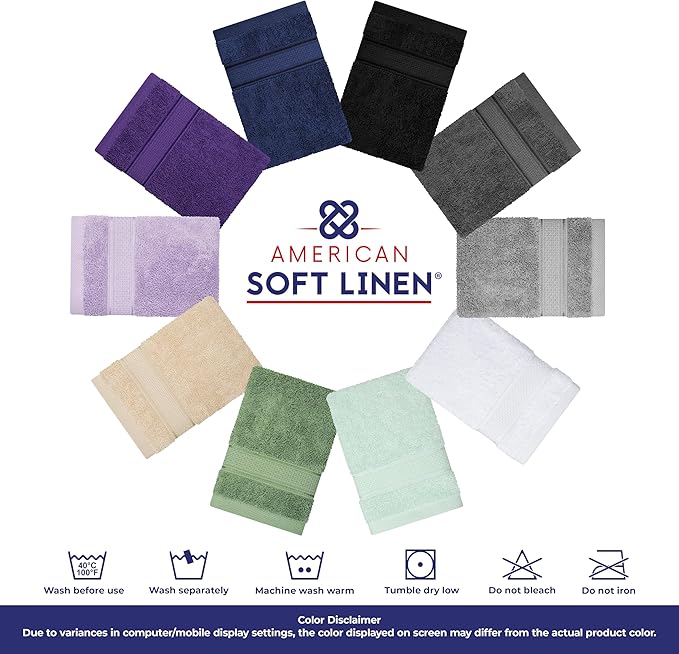 American Soft Linen Salem Washcloth Sets, 4 Piece Luxury 600 GSM 100% Cotton Washcloths for Bathroom, 13x13 inches Washrags Premium Quality Hand Face Towels, Dark Gray