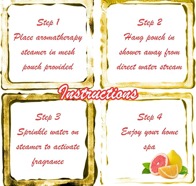 Bella Aria by Just Us Chix - Rejuvenate Grapefruit Shower Steamers, Aromatherapy Spa Experience, 7 Aromatic Tablets with Mesh Bag