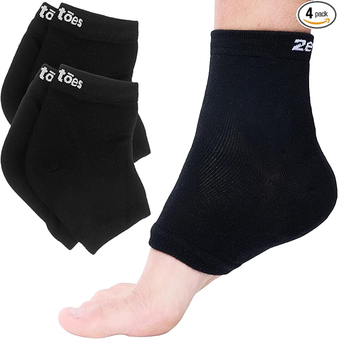 ZenToes Moisturizing Socks for Cracked Heel Treatment, Vitamin E, Olive Oil and Jojoba Oil Heel Socks, Stocking Stuffers for Women, Spa Self Care Gifts for Women (Cotton Black, Wide Width)