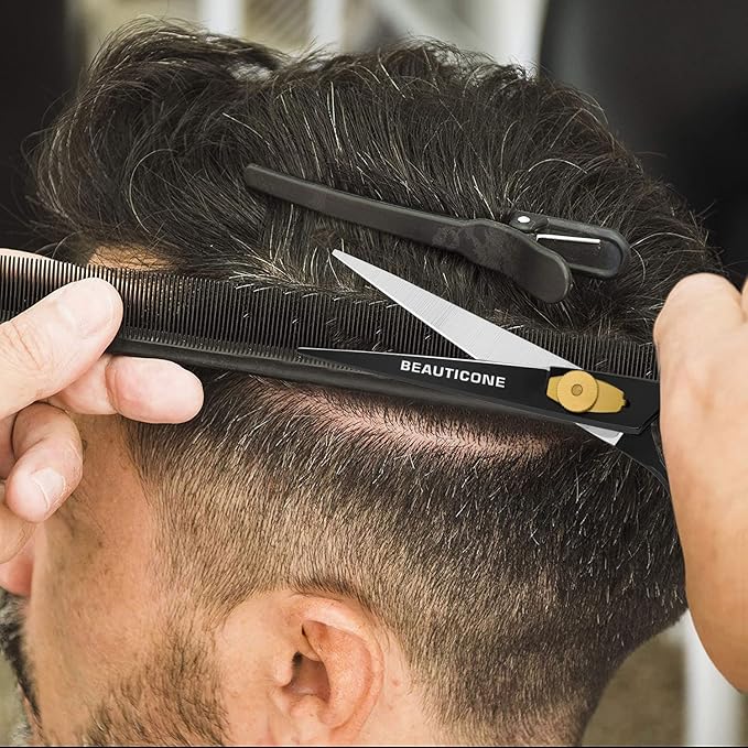 BEAUTICONE Hair Cutting Scissors, Professional 6.5" Barber Shears for Haircut Men/Women, Beard & Mustache Trimming Stainless Steel Hairdressing Scissors, Adjustable Screw