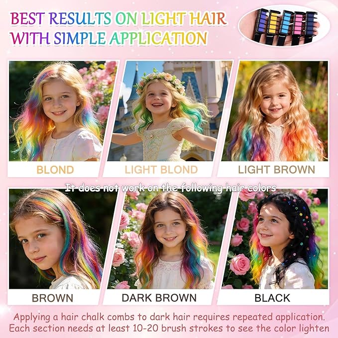 10 Colors Festive Fun Hair Chalk Combs, 10 Colors Instant Hair Color Comb Washable Quick Dry Vibrant Temporary Color, 2026 New Chalk Hair Color, for Birthday Party, Christmas Gifts