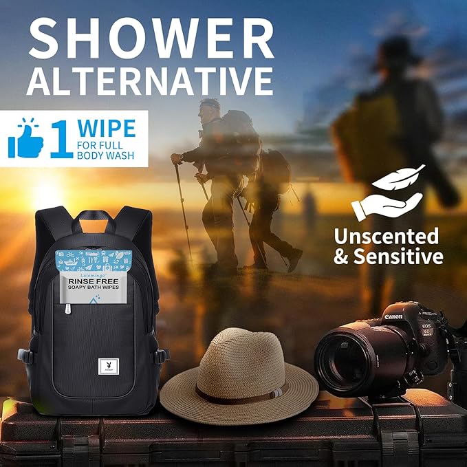 8 Pack Disposable Rinse Free Bath Sponges, No Rinse Bathing Wipes for Adults, Soap Infused Dry Shower Wipes for Elderly, Bedridden, Camping, Post Surgery(200PCS)