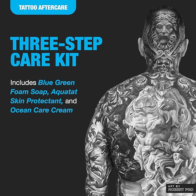 H2Ocean Extreme Tattoo Aftercare Kit – Complete 3-Step Tattoo Care & Healing Set with Antibacterial Foam Soap, Moisturizing Cream & Ointment – Sea Mineral Enriched Formula for Healthy, Vibrant Tattoos