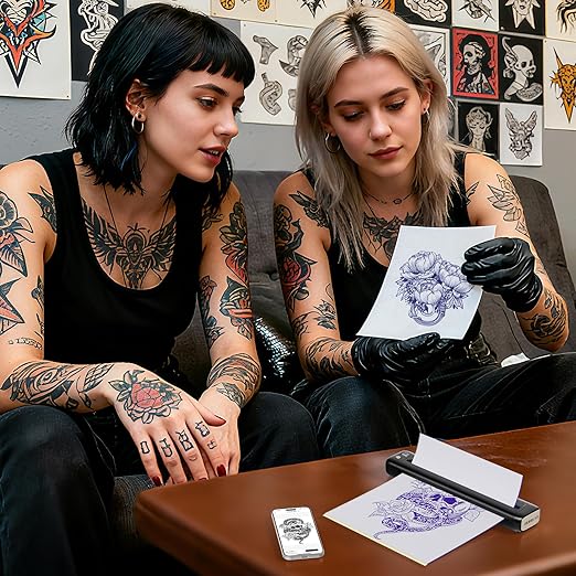 Rongta Tattoo Stencil Printer, Wireless Tattoo Machine, Tattoo Supplies for Perfessional and Beginners, Bluetooth/USB Connectivity, 5pcs Free Stencil Paper Included, Black
