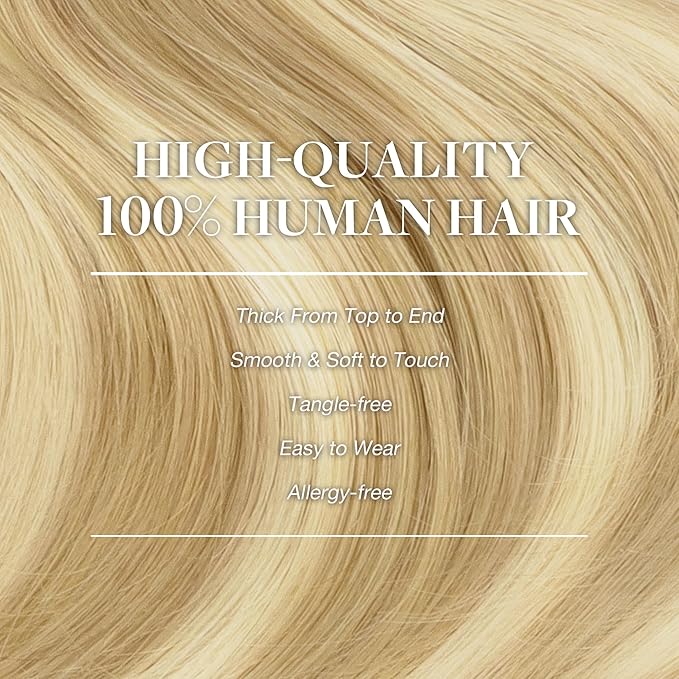 GOO GOO Clip in Hair Extensions Real Human Hair, Remy Human Hair Extensions Clip ins for Women, Natural Human Hair, 24inch 150g 9Pcs, #18D/22F Dirty Blonde Highlights