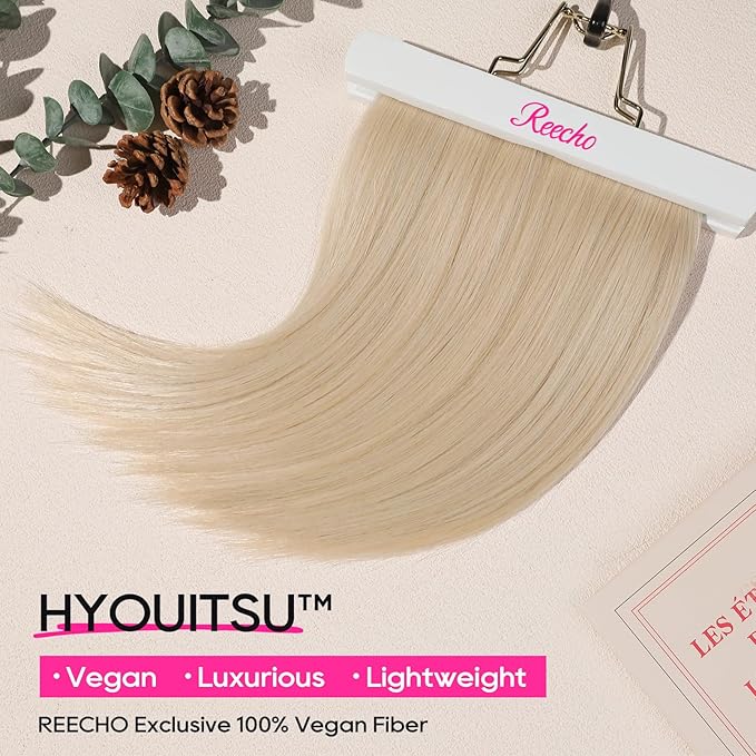 REECHO Invisible Wire Hair Extensions with Thinner Softer Lace Weft 12" Short Straight Clips in Secret Hairpiece for Women 12 Inch (Pack of 1) - Light Blonde