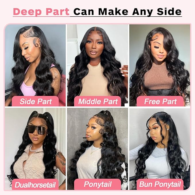 13X6 Body Wave Lace Front Wigs Human Hair 12A 250% Density Lace Frontal Wigs HD Glueless Wigs Human Hair pre Plucked with Baby Hair Natural Color 34 Inch