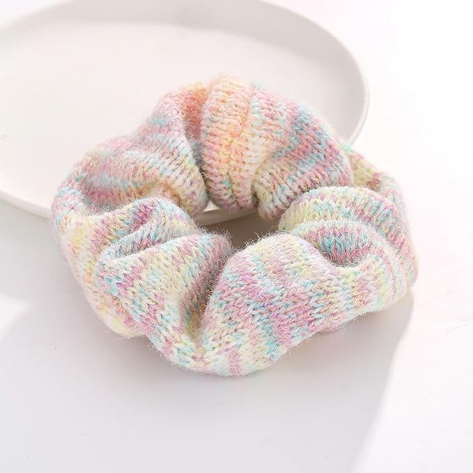 Thick Large Pink Hair Scrunchie for Women Soft Knit Scrunchie Everyday Stylish Tie Dye Hair Accessories