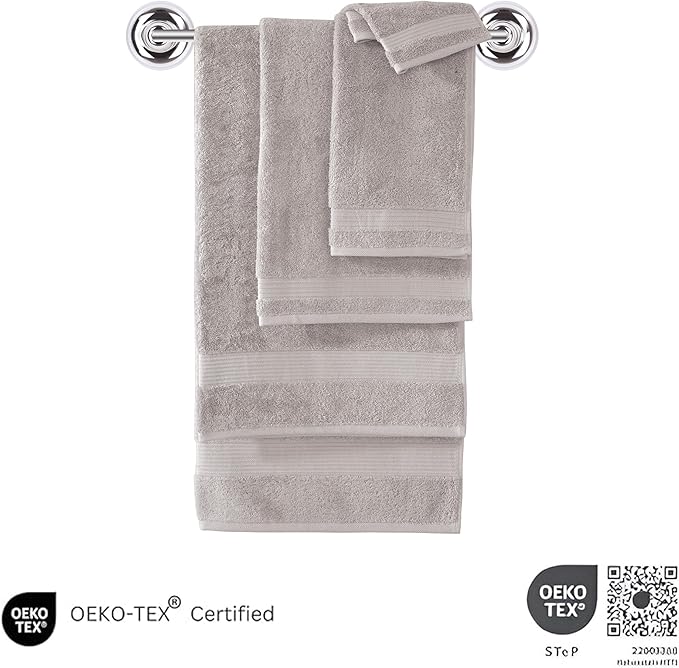 Classic Turkish Towels CTT - Luxury 6 Piece Towel Set, 100% Turkish Cotton, Quick Drying, Highly Absorbent & Comfy, Includes 2 Bath Towels, 2 Hand Towels & 2 Washcloths | (Light Grey)