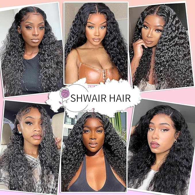 SHWAlR Water Wave Bundles 10A Water Wave Human HairBundles Wet and Wavy Hair 3 Bundles WaterCurly Hair BundlesDouble Strong Weft Hair Extensions Natural Black Color for BlackWomen(18 18 18 inch)