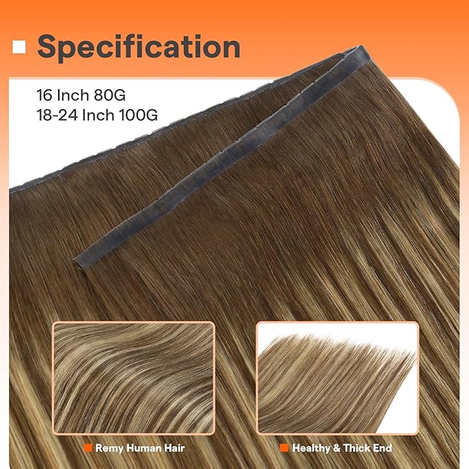 Full Shine Butterfly Weft Hair Extensions Invisible Pu Hole Weft Real Human Hair For Women Color Medium Brown To Honey Blonde Double Side Genius Weft Human Hair 80 G16 Inch