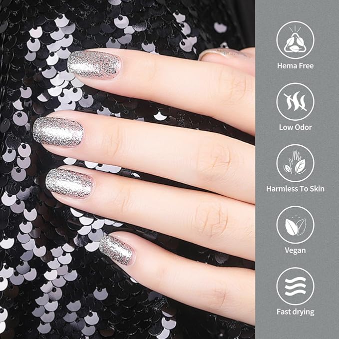 Venalisa Silver Glitter Gel Polish - 1pc Silver Color Soak Off UV Gel DIY At Home Manicure Salon Nail Art