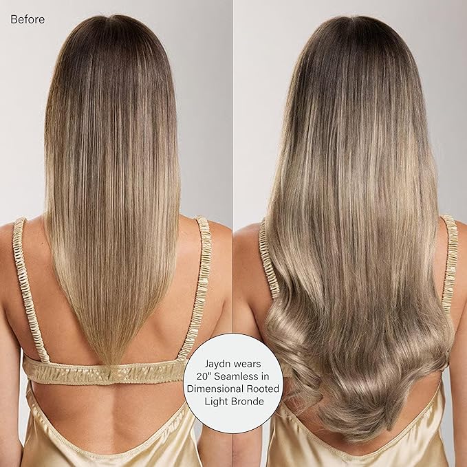 Luxy 100% Remy Human Hair - Seamless Clip-In Hair Extensions - Multi-Dimensional Color for Natural Blending, Adds Volume & Length 160 grams 16" Dimensional Rooted Light Bronde