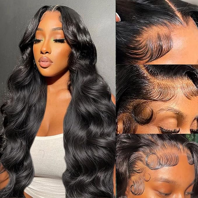 36Inch 13X6 Lace Front Wigs Human Hair Body Wave 200% Density HD Transparent Lace Frontal Wigs Body Wave Pre Plucked Glueless Wigs Human Hair for Women With Baby Hair