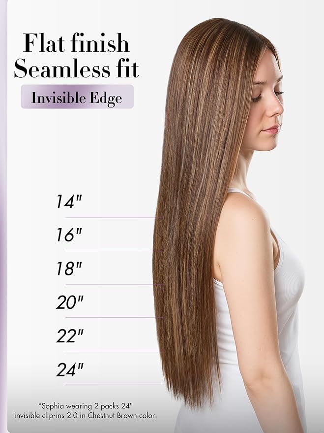 LUVME Invisible Clip in Hair Extensions Real Human Hair, 16 inch 110g 6Pcs, Natural Brown Highlights Human Hair Extensions Clip ins for Women, Natural Seamless Straight Human Hair