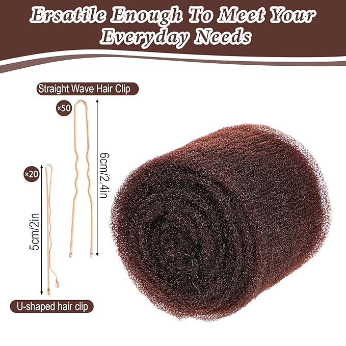 Hairs Sponge for Updo & Volumes Bump Tool, Volume Bumps Insert, Hair Filler for Thin Hairs, Hair Bumps for Volume Insert Tousle Sponge with 70 Bobby Pins Salon Must-Have (Light Coffee Color)