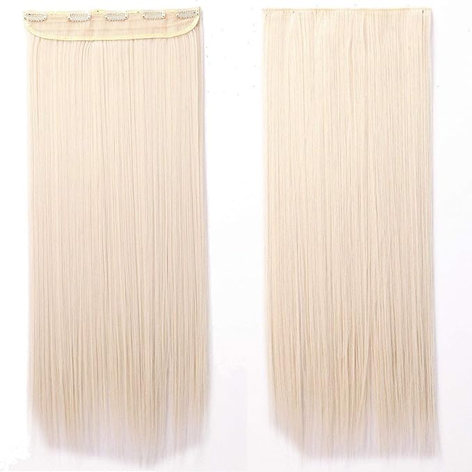 S-noilite Trendy 26 Inches-Straight 3/4 Full Head One Piece 5clips Clip in Hair Extensions Long (Light Blonde)