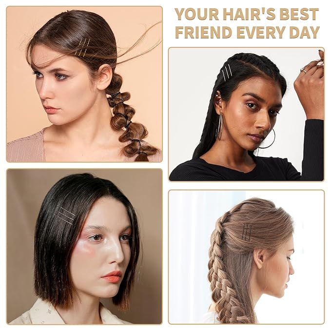 Bobby Pins, Hair Pins 2 Inch 60PCS Crimped Hair Grips for Kids, Girls, and Women, Secure and Easy for All Hair Types, With Ball Tips Design. Hair Accessories for Daily Use (Brown)