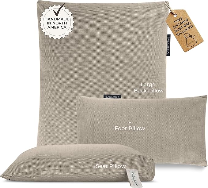 BADESOFA® Luxury Bath Pillows for Tub Full Body Set - 3-Piece Bath Pillow Set with Premium Materials & CleanDry+ - Bathtub Pillows for Head and Neck Support - Tub Pillow for Bathtub in Beige