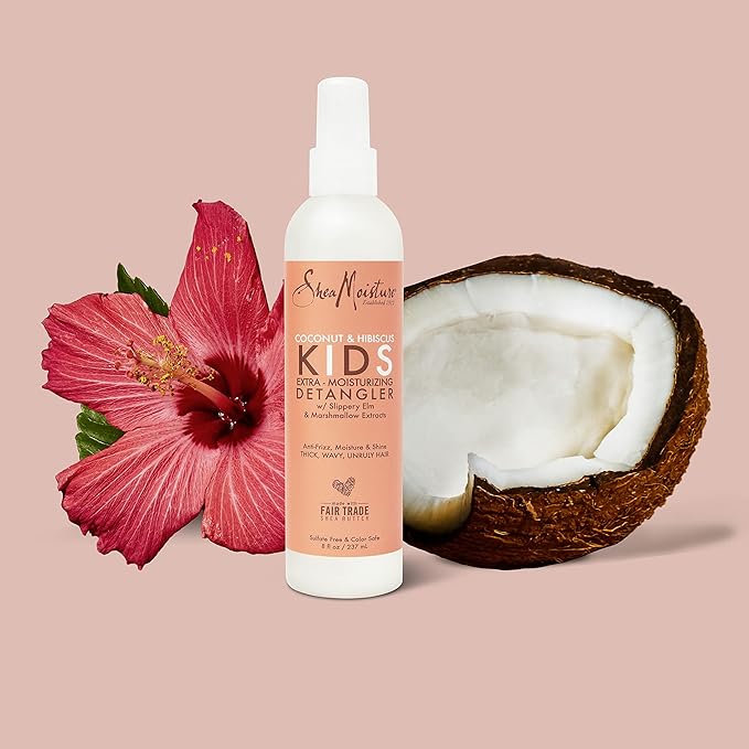 SheaMoisture Kids Extra Moisturizing Detangler Coconut & Hibiscus for Curly Hair Shea Butter Hair Care Product 8 oz