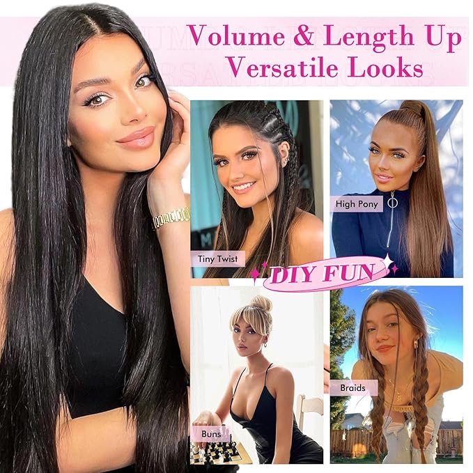 REECHO Hair Extensions, 11PCS Clip in Hair Extensions 24" Long Straight hair extensions HE005 Natural Soft Synthetic Hairpieces for Women – Dirty Blonde with Highlights
