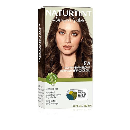 Naturtint 5W Radiant Medium Brown Permanent Hair Color (Pack of 1), Ammonia Free, Vegan, Cruelty Free, up to 100% Gray Coverage, Long Lasting Results (Packaging may vary)