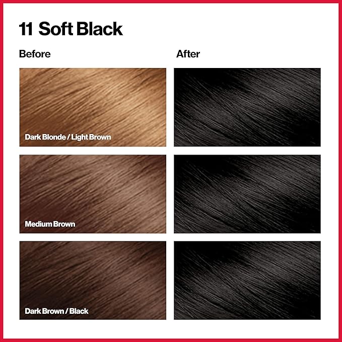 Revlon Permanent Hair Color, Permanent Hair Dye, Colorsilk with 100% Gray Coverage, Ammonia-Free, Keratin and Amino Acids, 11 Soft Black, 4.4 Oz (Pack of 1)