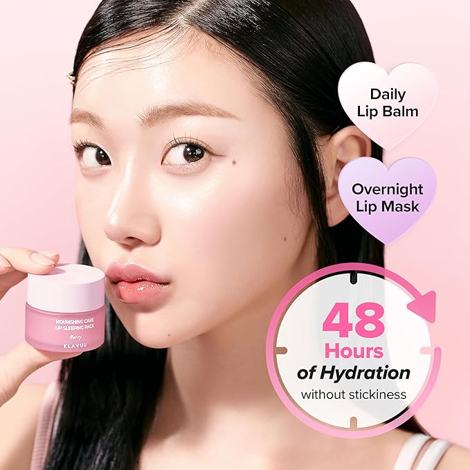 Klavuu Lip Mask Sleeping Pack (0.7oz) – Overnight Deep Hydrating Korean Lip Balm Treatment for Very Dry, Chapped Lips | Lip Lightening & Plumping with Instant Hydration | Gentle Exfoliating (Berry)