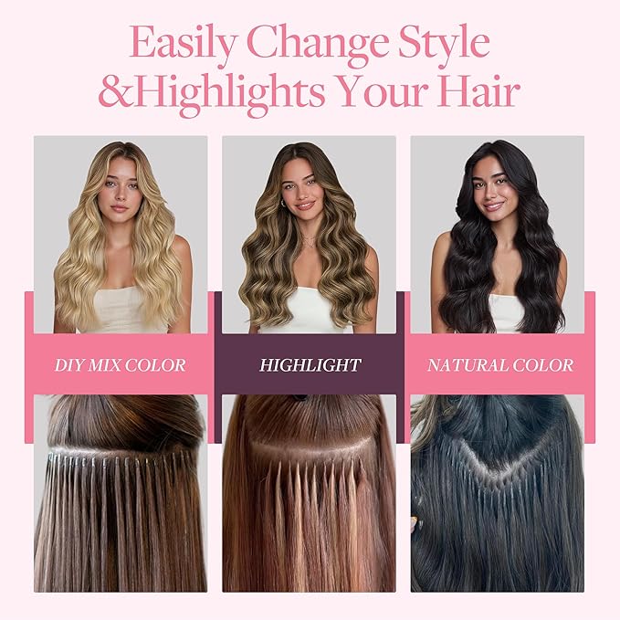 GOO GOO Micro Link Tip Hair Extensions, Real Human Hair, 14inch 50g 50S, Cold Fusion, Invisible Remy, Jet Black