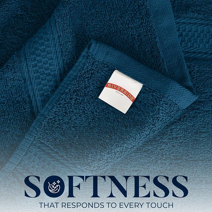 RIVERSIDE 100% Ring Spun Cotton Large Bath Towels Set of 4, 27 x 54 – Quick Dry, Soft & Highly Absorbent Towels for Shower & Bathroom – Luxury 600 GSM Towels for Home, Spa, Gym, Hotel, Blue Opal