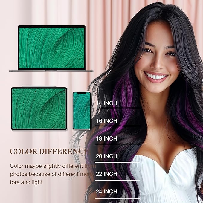 GOO GOO Colored I Tip Hair Extensions, Real Human Hair, 22inch 50g 50S, Cold Fusion I Tip, Invisible Remy, Green