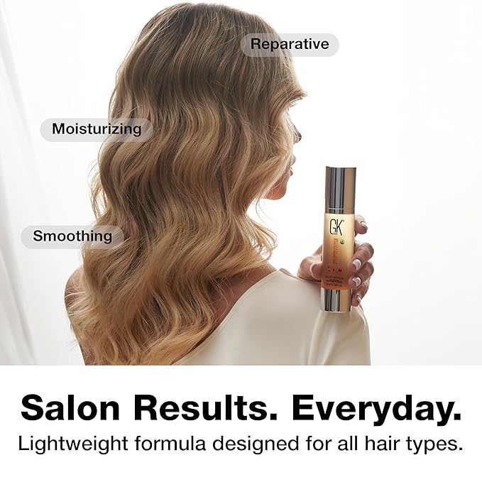 GK HAIR Oil - Argan Oil Heat Protectant Serum -Lightweight Hair Serum -Perfect For Keratin,Frizzy, Curly, Dry & Damaged ends-Adds Shine and Smooths,Paraben, Phthalate and Sulfate Free (1.69 oz)