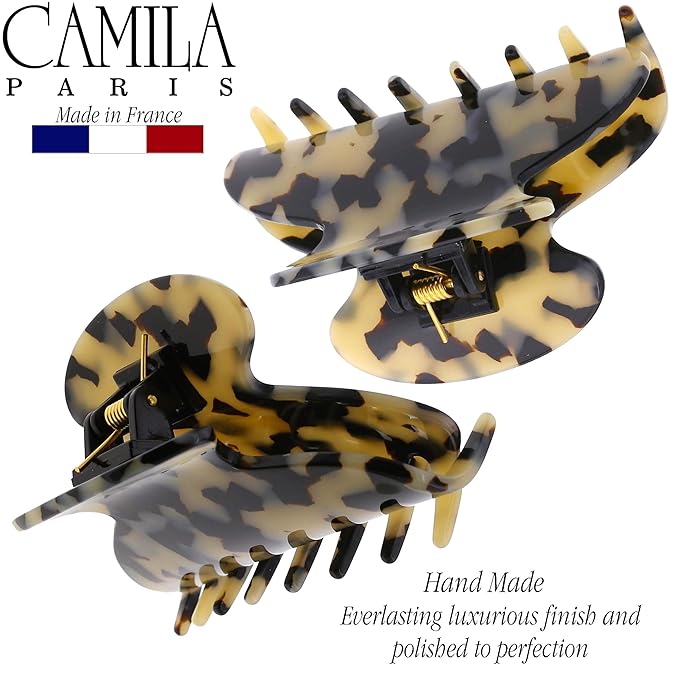 Camila Paris CP3057 French Hair Clip for Women, Ivory Tokyo, for Thick Hair for Long Curly Wavy Hair, Girls Hair Claw Clips Jaw, Styling Hair Accessories for Women, Strong Hold Grip, Made in France