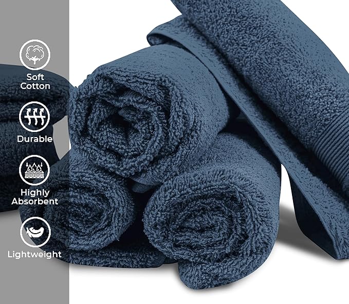 Premium Hand Towels Pack of 6 (16" x 30”) 100% Combed Ring Spun Cotton | Highly Absorbent Hand Towels Set | Ultra Soft for Home, Gym & Spa (Slate Blue)