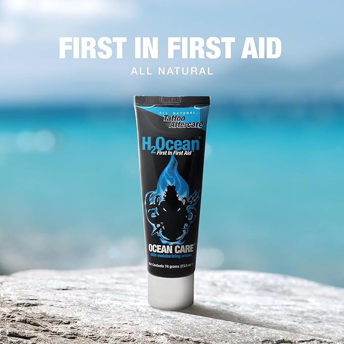 H2Ocean Ocean Care Tattoo Aftercare Lotion – Fragrance & Dye Free Tattoo Moisturizing Cream – Water-Based Vegan Skin Care for New & Old Tattoos – Heals, Revitalizes & Hydrates Tattooed Skin, 2.5oz