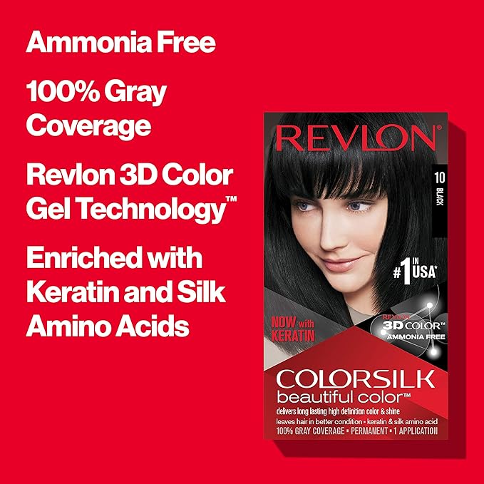 Revlon Colorsilk Beautiful Color, Permanent Hair Dye with Keratin, 100% Gray Coverage, Ammonia Free, 27 Light Blonde (Pack of 3)
